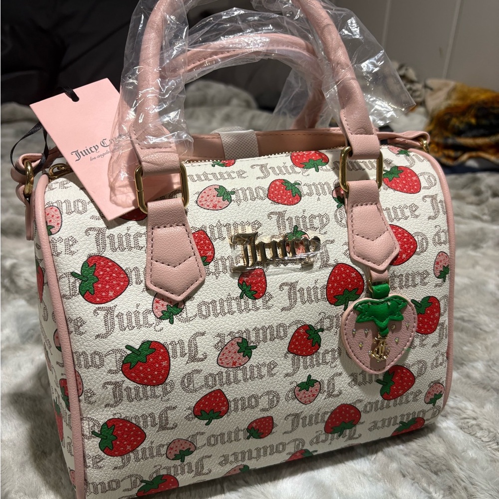 Juicy Couture Cream and Pink Satchel with Strawberry Design - Picture 3 of 3